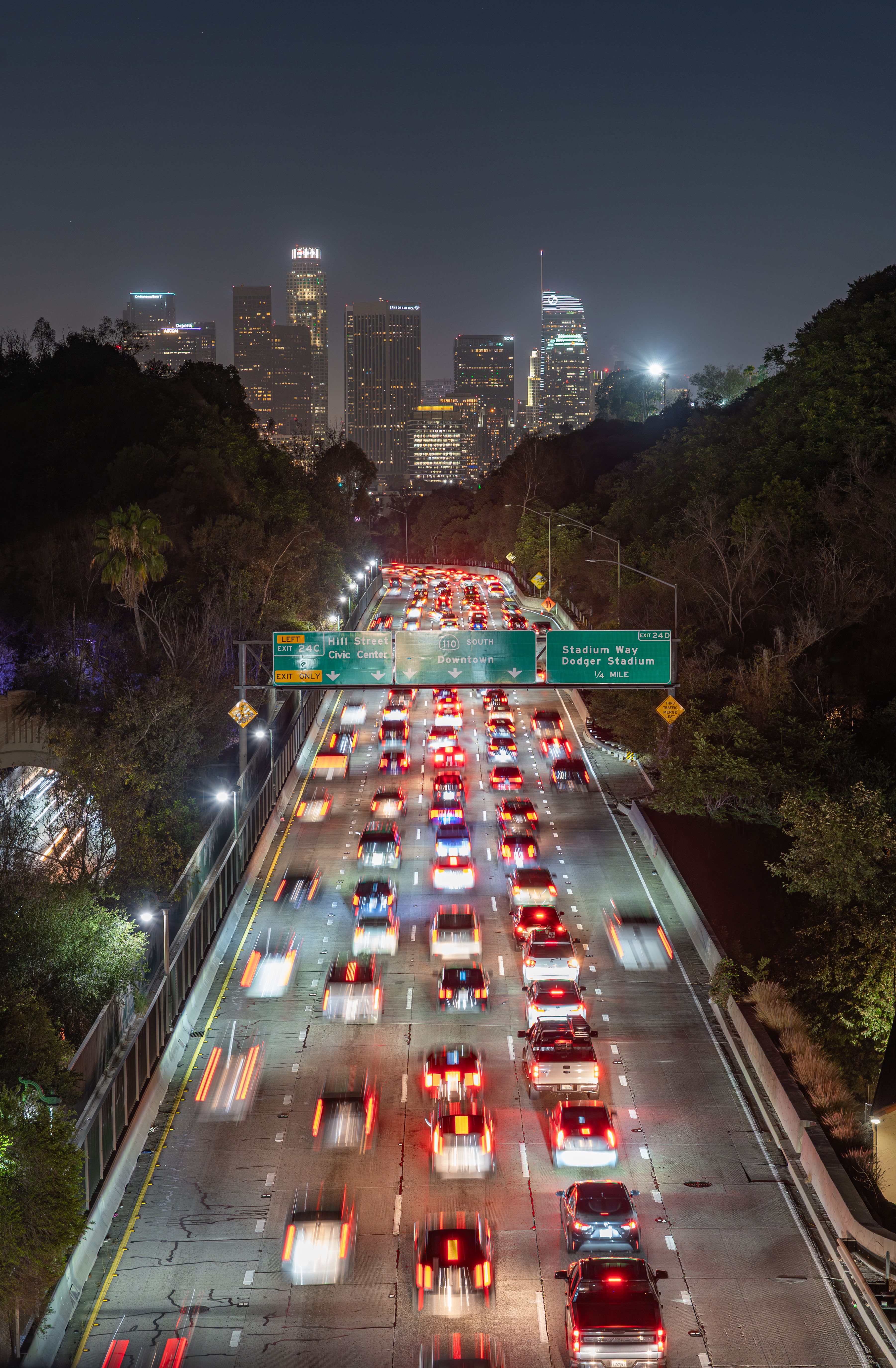Los Angeles freeway at night