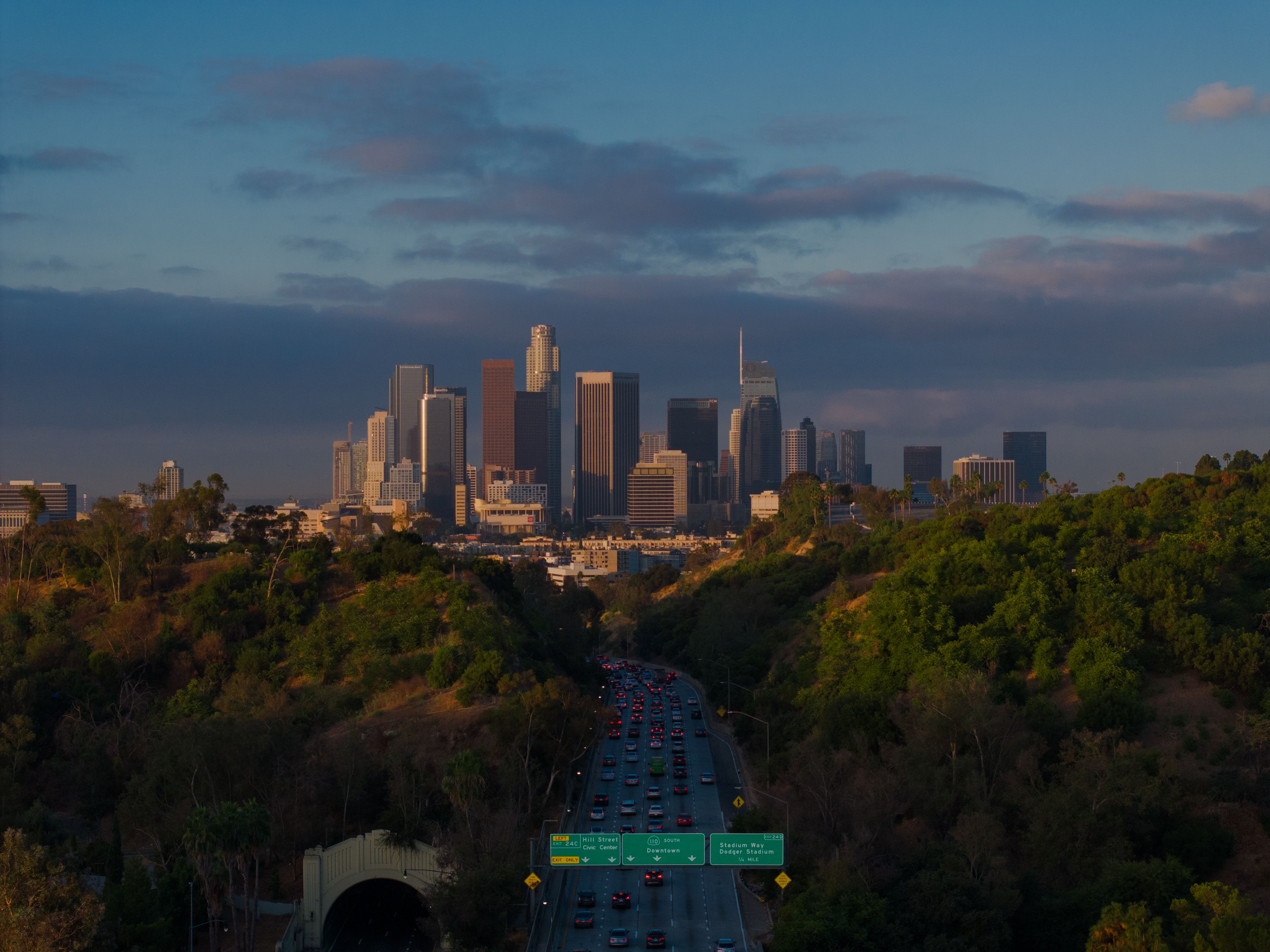 Los Angeles skyline at sunset