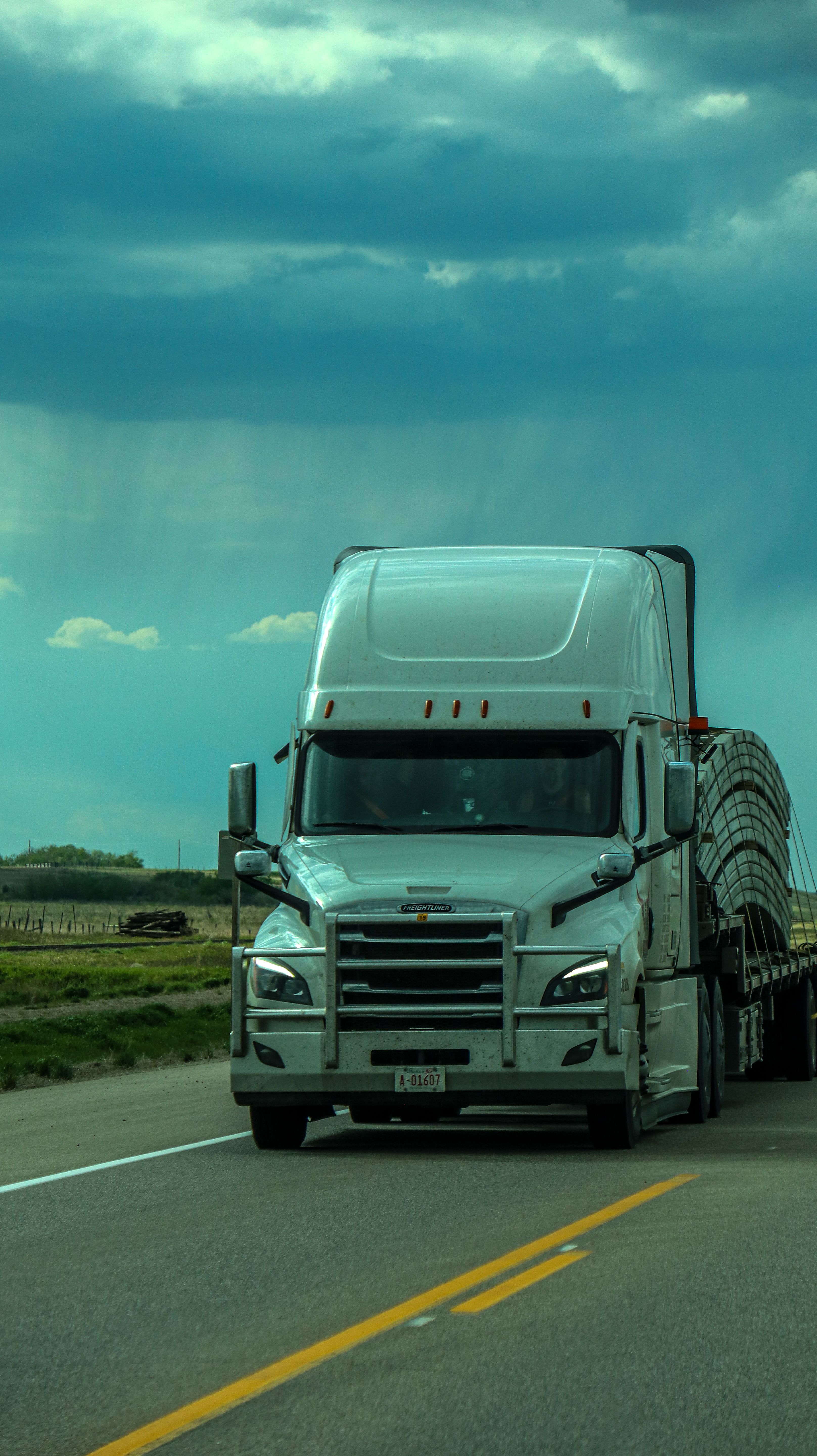 Commercial truck traveling on a highway